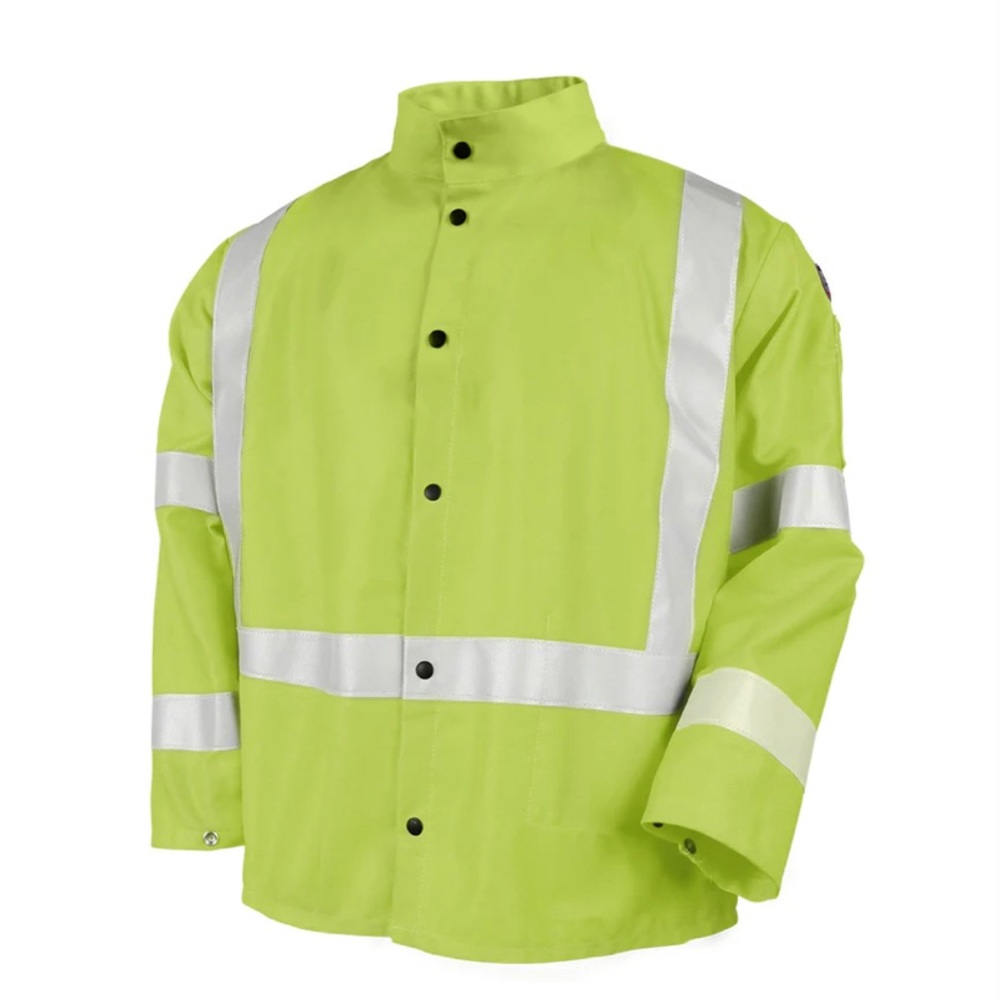 NWT Black Stallion FR Safety Welding Jacket, Safety Lime